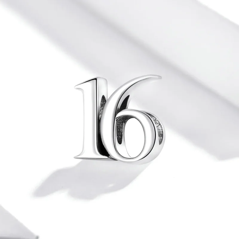 (imagine pentru) Talisman Tip Pandora Numărul 16 din argint - SCC1624 - Vizualizare 2