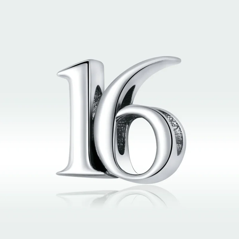 (imagine pentru) Talisman Tip Pandora Numărul 16 din argint - SCC1624 - Vizualizare 5