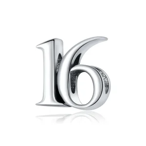 (imagine pentru) Talisman Tip Pandora Numărul 16 din argint - SCC1624