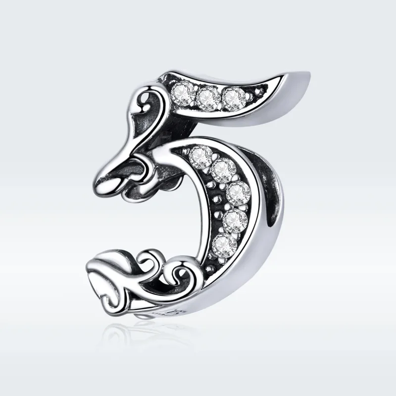(imagine pentru) Talisman Tip Pandora Numărul 5 din argint - SCC1418-5 - Vizualizare 5