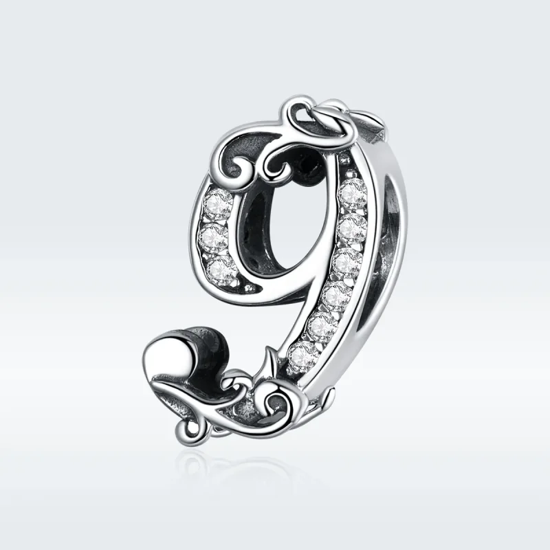 (imagine pentru) Talisman Tip Pandora Numărul 9 din argint - SCC1418-9 - Vizualizare 5