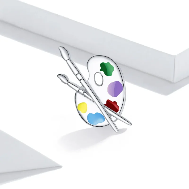 (imagine pentru) Talisman Tip Pandora Paletă de artă colorată din argint - BSC359 - Vizualizare 2