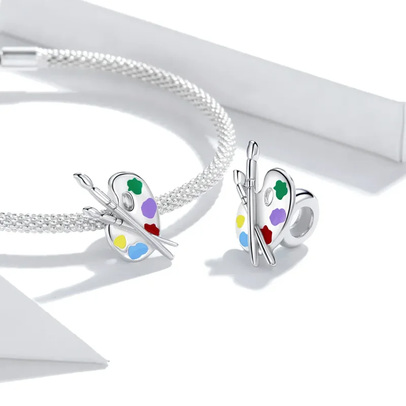 (imagine pentru) Talisman Tip Pandora Paletă de artă colorată din argint - BSC359 - Vizualizare 4