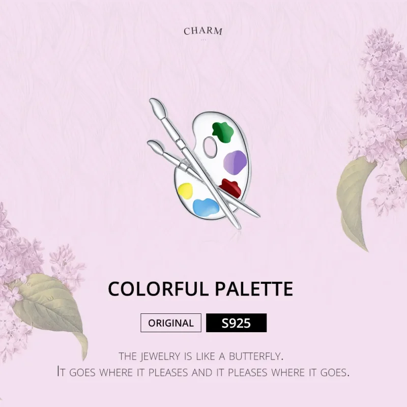 (imagine pentru) Talisman Tip Pandora Paletă de artă colorată din argint - BSC359 - Vizualizare 6