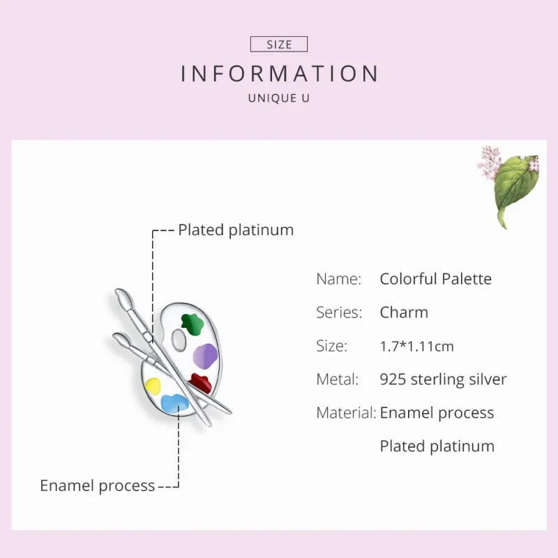 (imagine pentru) Talisman Tip Pandora Paletă de artă colorată din argint - BSC359 - Vizualizare 7