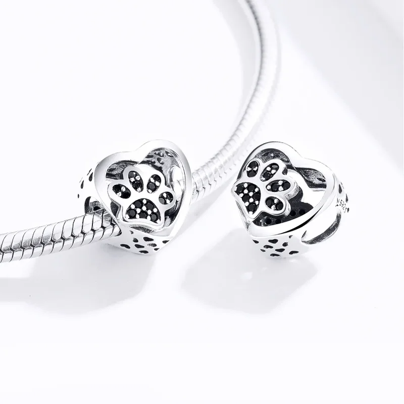 (imagine pentru) Talisman Tip Pandora Paw Mark de animale de companie din argint - SCC1191-BK - Vizualizare 3