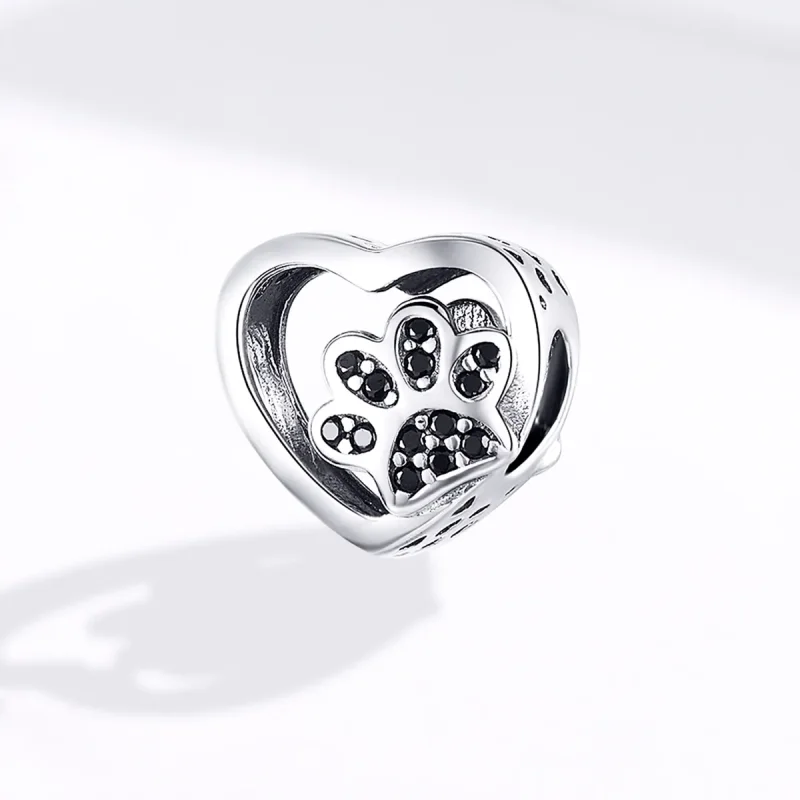 (imagine pentru) Talisman Tip Pandora Paw Mark de animale de companie din argint - SCC1191-BK - Vizualizare 4