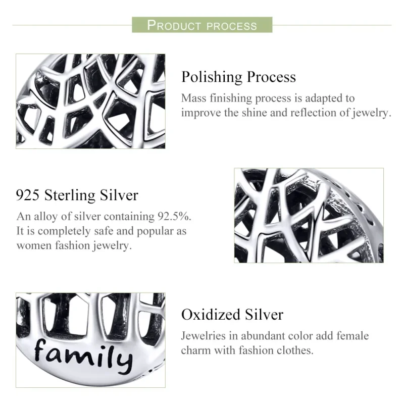 (imagine pentru) Talisman Tip Pandora Pădurea familiei din argint - SCC1144 - Vizualizare 4