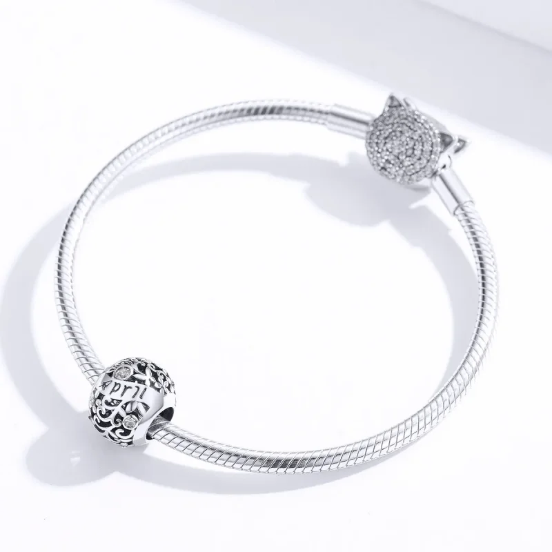 (imagine pentru) Talisman Tip Pandora Piatră de naștere aprilie din argint - SCC1385-4 - Vizualizare 2