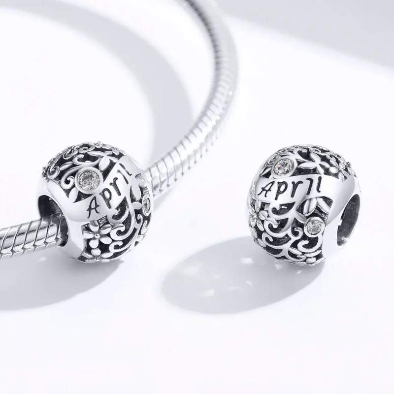(imagine pentru) Talisman Tip Pandora Piatră de naștere aprilie din argint - SCC1385-4 - Vizualizare 3