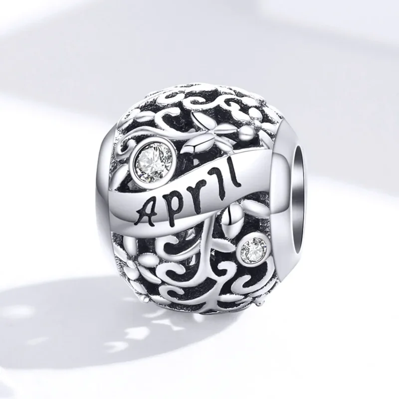 (imagine pentru) Talisman Tip Pandora Piatră de naștere aprilie din argint - SCC1385-4 - Vizualizare 4