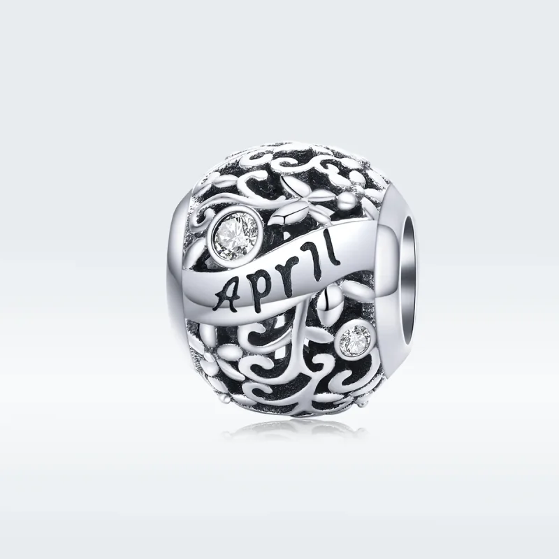 (imagine pentru) Talisman Tip Pandora Piatră de naștere aprilie din argint - SCC1385-4 - Vizualizare 5