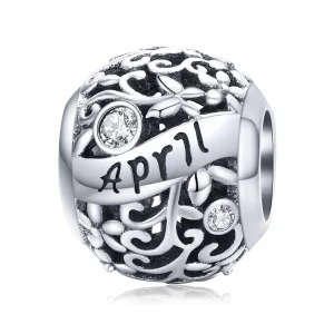 (imagine pentru) Talisman Tip Pandora Piatră de naștere aprilie din argint - SCC1385-4