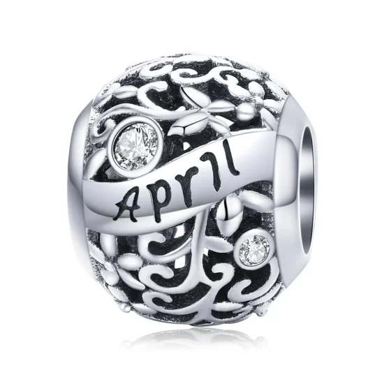 (imagine pentru) Talisman Tip Pandora Piatră de naștere aprilie din argint - SCC1385-4