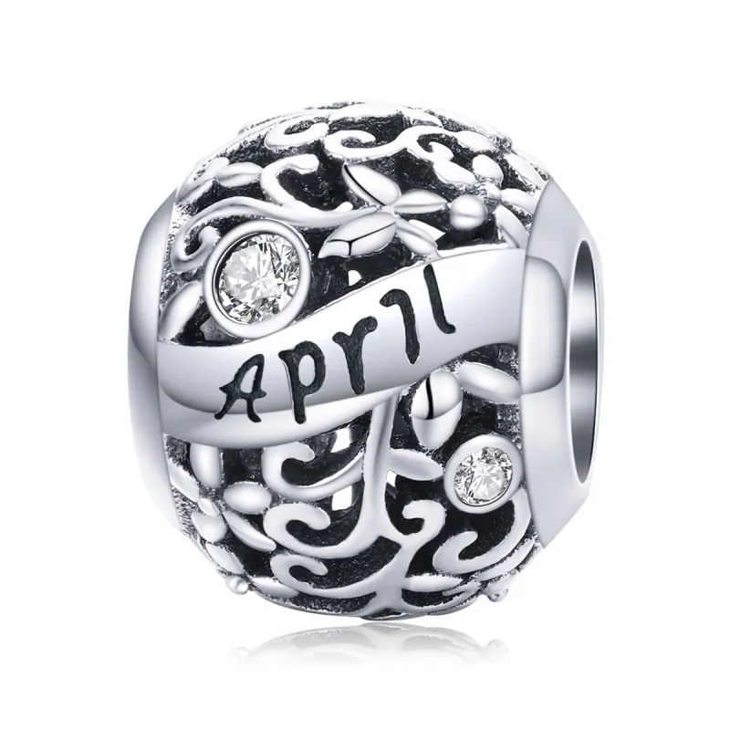 (imagine pentru) Talisman Tip Pandora Piatră de naștere aprilie din argint - SCC1385-4