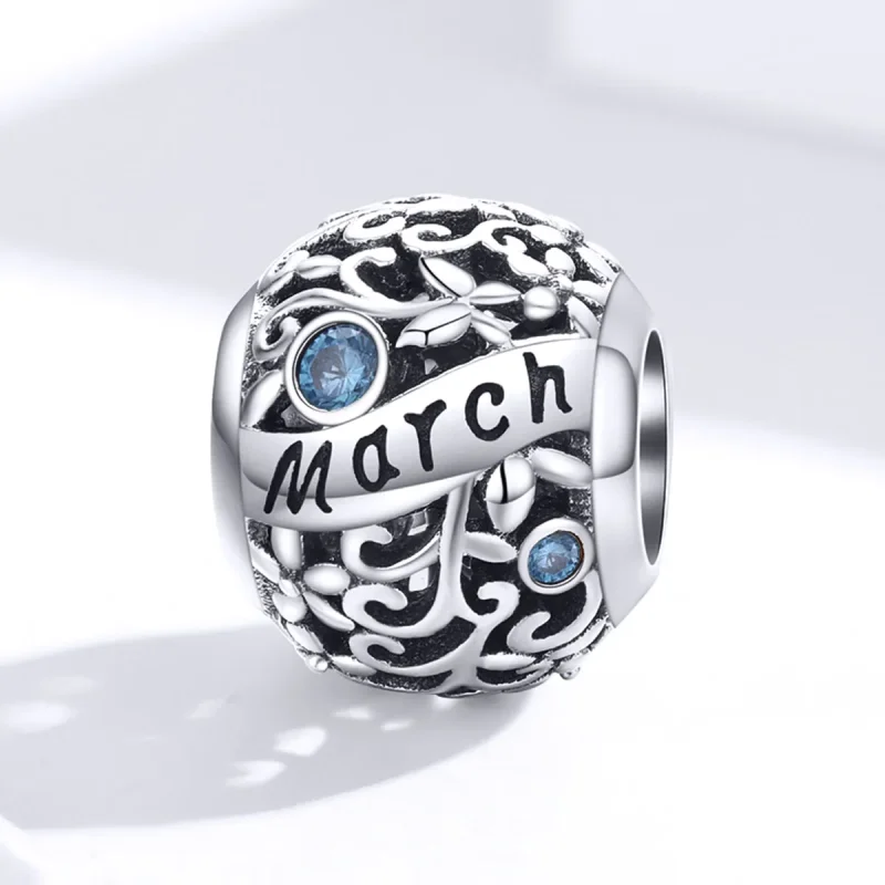 (imagine pentru) Talisman Tip Pandora Piatră de naștere martie din argint - SCC1385-3 - Vizualizare 4