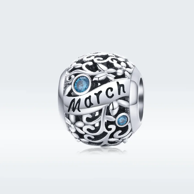 (imagine pentru) Talisman Tip Pandora Piatră de naștere martie din argint - SCC1385-3 - Vizualizare 5