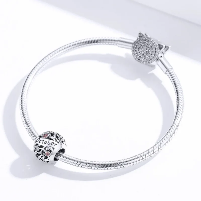 (imagine pentru) Talisman Tip Pandora Piatra de naștere octombrie din argint - SCC1385-10 - Vizualizare 2