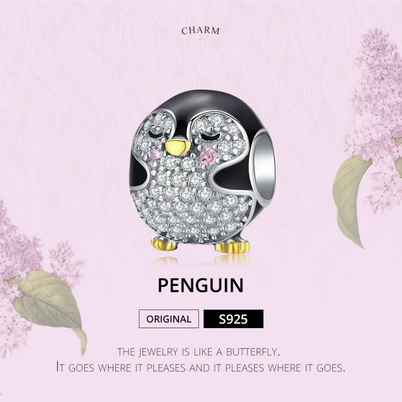 (imagine pentru) Talisman Tip Pandora Pinguin în două tonuri în două nuanțe - BSC126 - Vizualizare 5