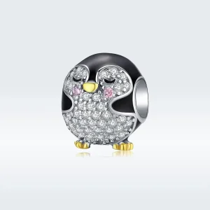 (imagine pentru) Talisman Tip Pandora Pinguin în două tonuri în două nuanțe - BSC126