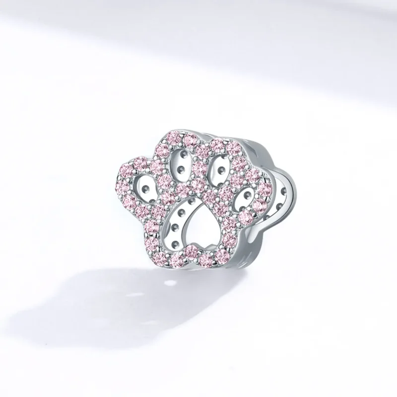 (imagine pentru) Talisman Tip Pandora Pink Paw din argint - BSC164 - Vizualizare 2