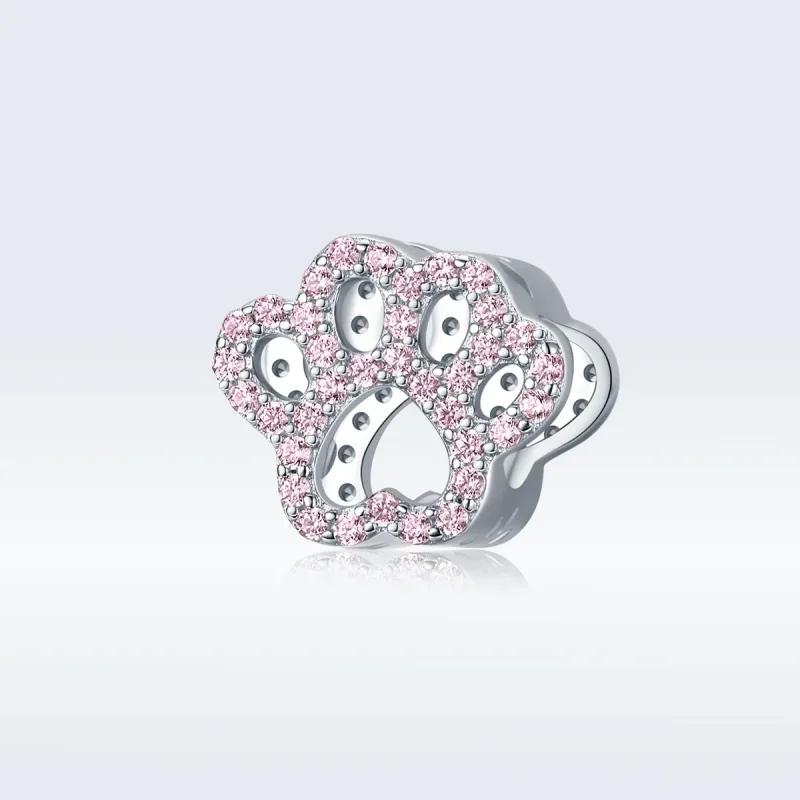 (imagine pentru) Talisman Tip Pandora Pink Paw din argint - BSC164 - Vizualizare 5