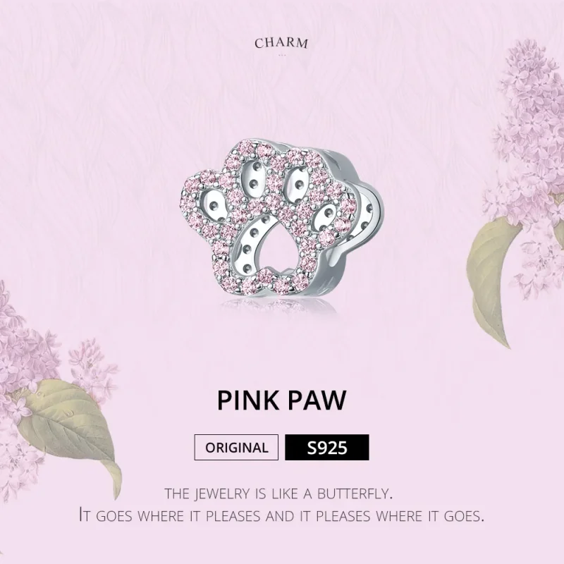 (imagine pentru) Talisman Tip Pandora Pink Paw din argint - BSC164 - Vizualizare 6