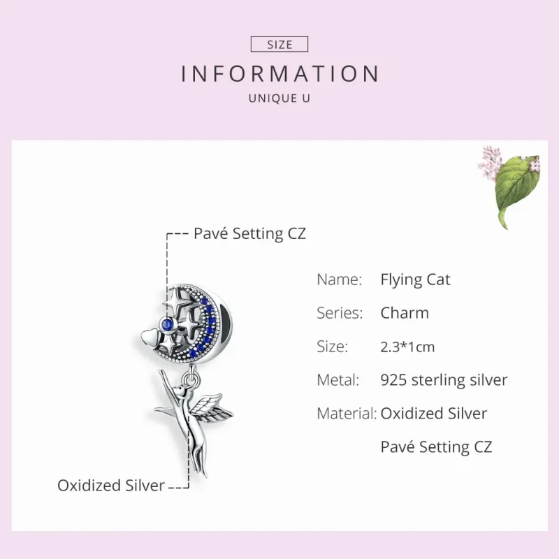 (imagine pentru) Talisman Tip Pandora Pisică zburătoare din argint - SCC1551 - Vizualizare 7