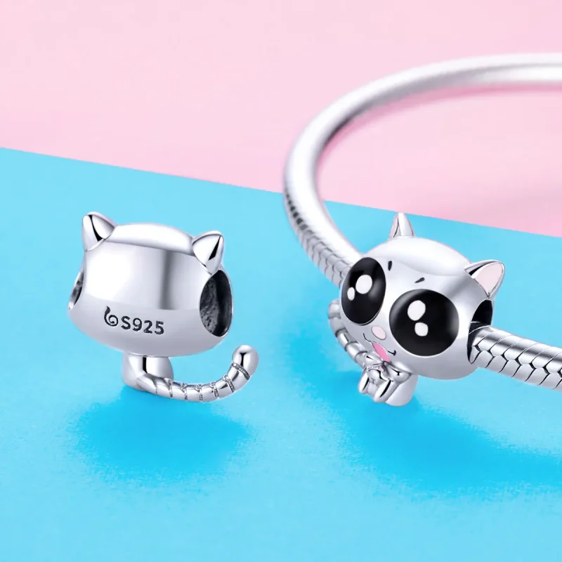 (imagine pentru) Talisman Tip Pandora Pisica Lucky Kitty din argint - BSC055 - Vizualizare 3