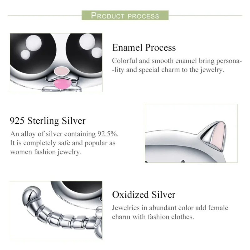 (imagine pentru) Talisman Tip Pandora Pisica Lucky Kitty din argint - BSC055 - Vizualizare 7