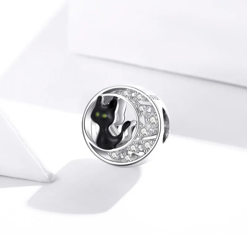 (imagine pentru) Talisman Tip Pandora Pisica neagră de Halloween din argint - BSC325 - Vizualizare 2