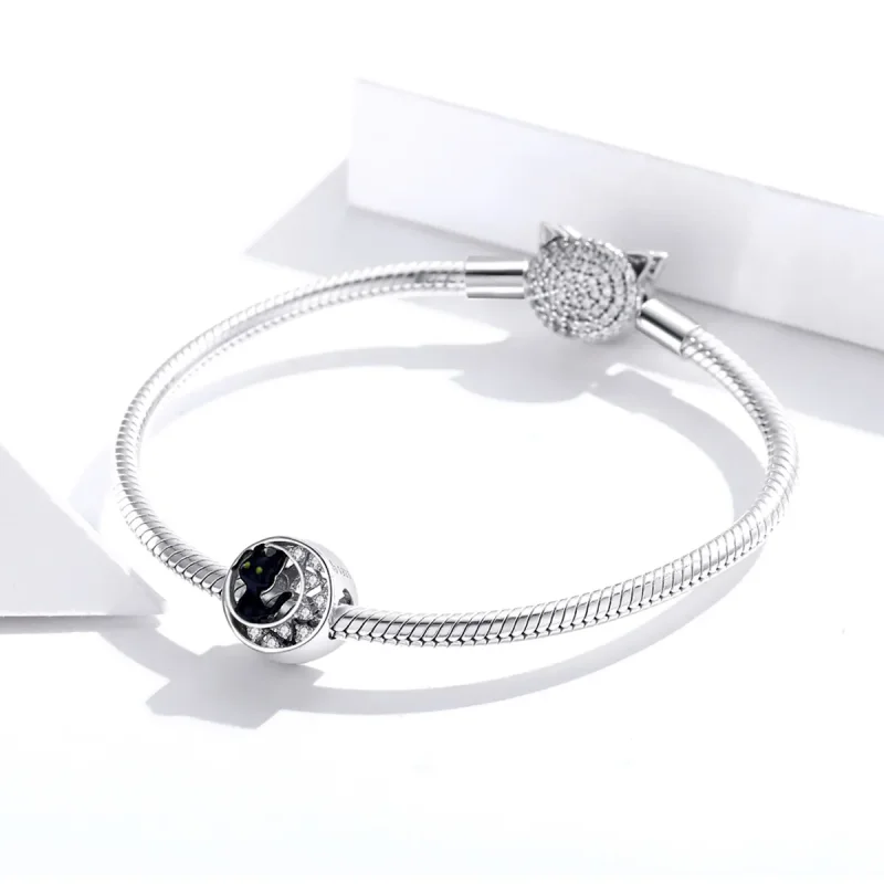 (imagine pentru) Talisman Tip Pandora Pisica neagră de Halloween din argint - BSC325 - Vizualizare 3