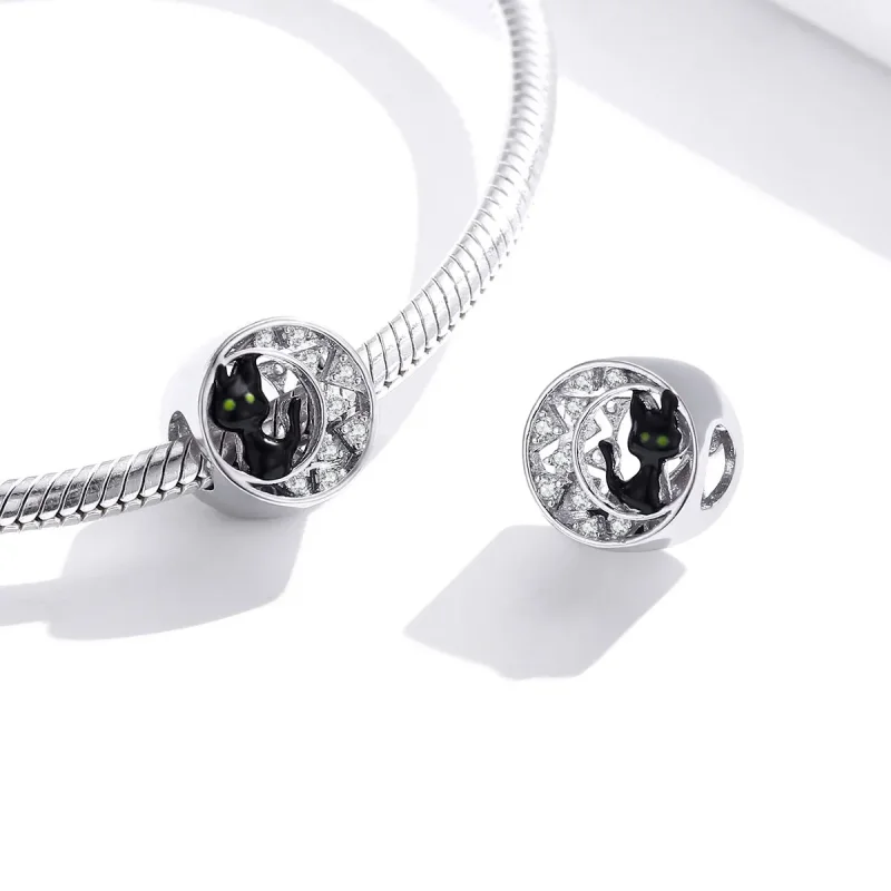 (imagine pentru) Talisman Tip Pandora Pisica neagră de Halloween din argint - BSC325 - Vizualizare 4