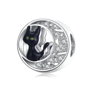 (imagine pentru) Talisman Tip Pandora Pisica neagră de Halloween din argint - BSC325
