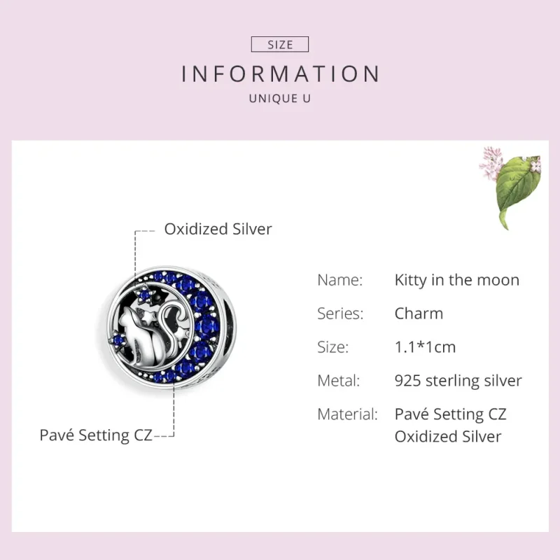 (imagine pentru) Talisman Tip Pandora Pisicuță în lună din argint - SCC1204 - Vizualizare 3