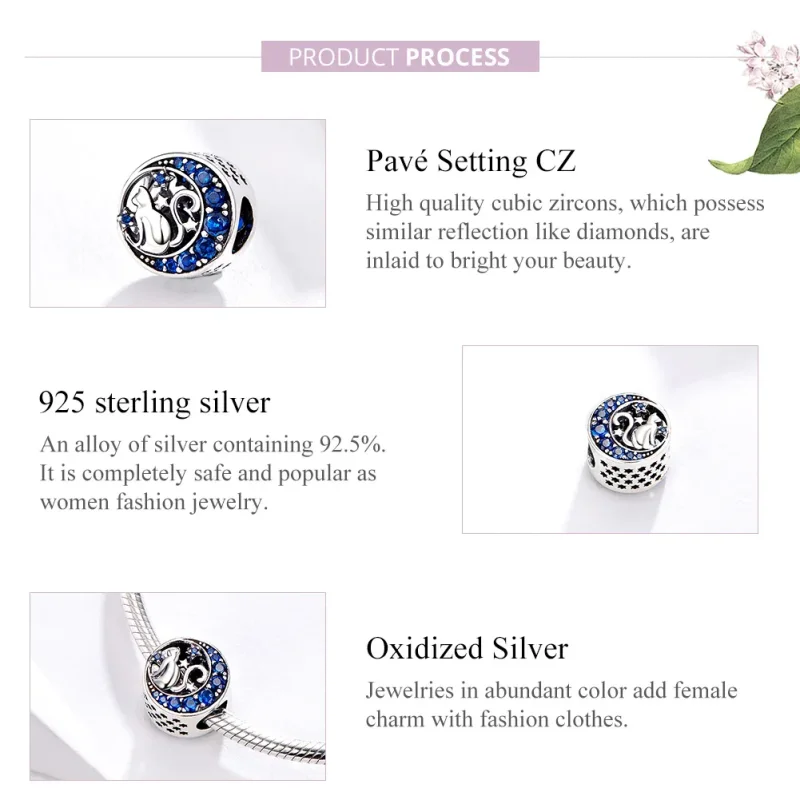 (imagine pentru) Talisman Tip Pandora Pisicuță în lună din argint - SCC1204 - Vizualizare 4