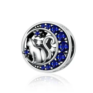(imagine pentru) Talisman Tip Pandora Pisicuță în lună din argint - SCC1204