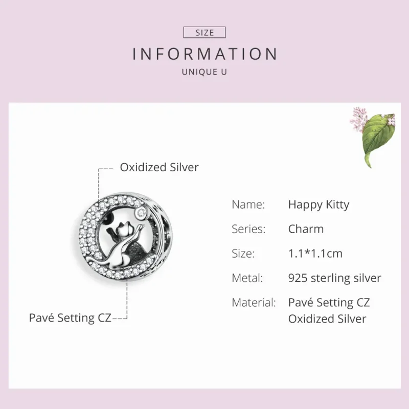 (imagine pentru) Talisman Tip Pandora Pisoi fericit din argint - SCC1203 - Vizualizare 3