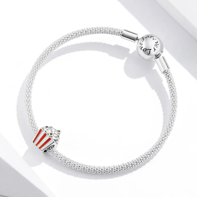 (imagine pentru) Talisman Tip Pandora Popcorn colorat din argint - SCC1596 - Vizualizare 4