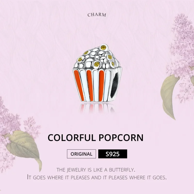 (imagine pentru) Talisman Tip Pandora Popcorn colorat din argint - SCC1596 - Vizualizare 6