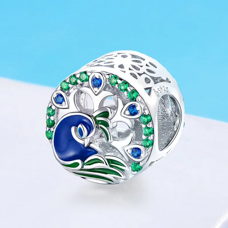 (imagine pentru) Talisman Tip Pandora Păun din argint - BSC037 - Vizualizare 2