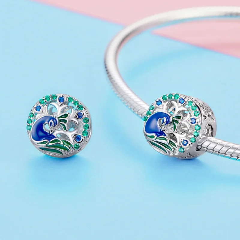 (imagine pentru) Talisman Tip Pandora Păun din argint - BSC037 - Vizualizare 3