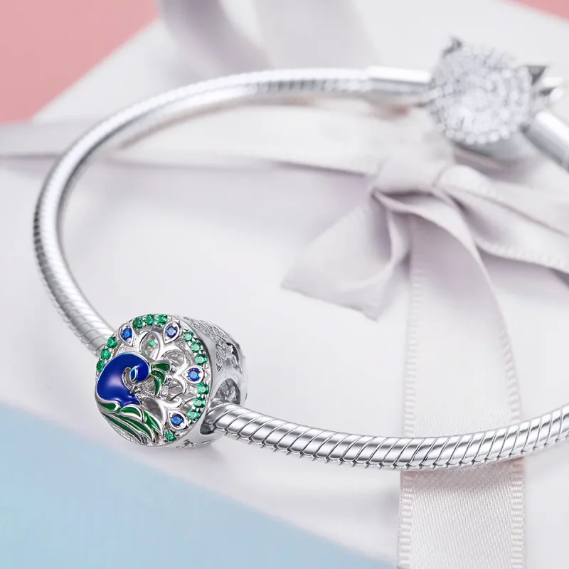 (imagine pentru) Talisman Tip Pandora Păun din argint - BSC037 - Vizualizare 4