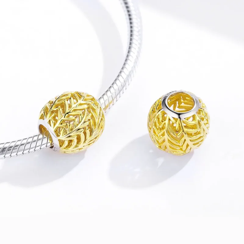 (imagine pentru) Talisman Tip Pandora ramuri și frunze placat cu aur de 14 k - SCC1332 - Vizualizare 4