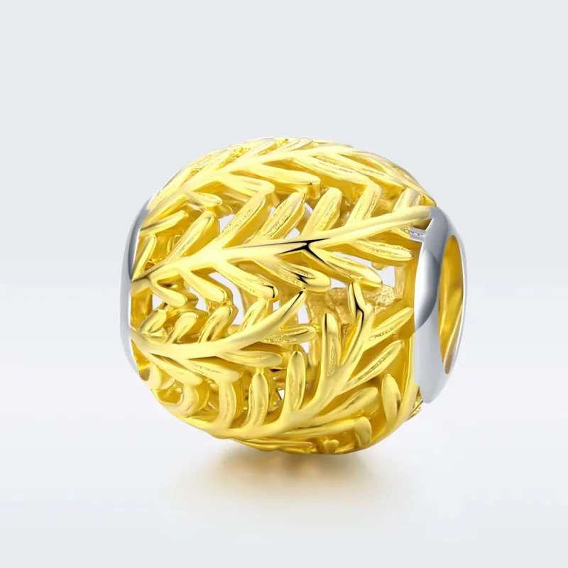 (imagine pentru) Talisman Tip Pandora ramuri și frunze placat cu aur de 14 k - SCC1332 - Vizualizare 5