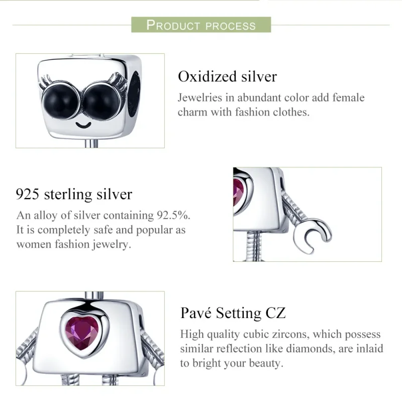 (imagine pentru) Talisman Tip Pandora Robotul Didi din argint - SCC885 - Vizualizare 6
