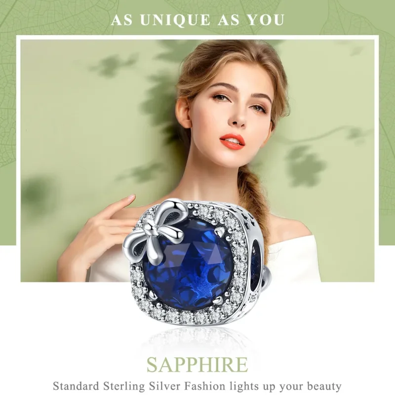 (imagine pentru) Talisman Tip Pandora Safir din argint - SCC1058 - Vizualizare 2