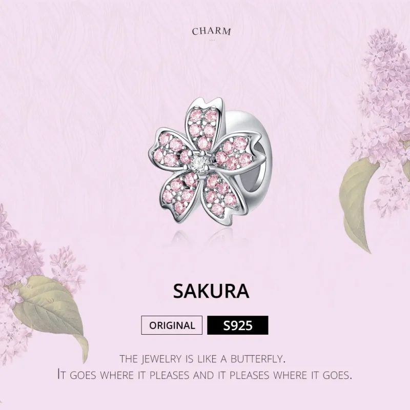 (imagine pentru) Talisman Tip Pandora Sakura din argint - SCC1291 - Vizualizare 2
