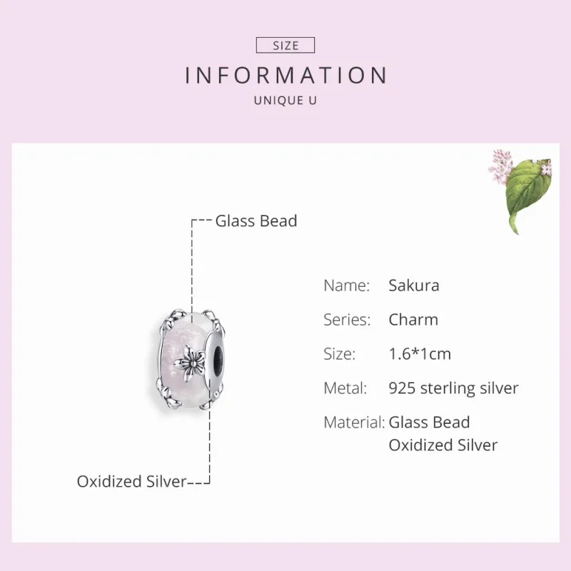 (imagine pentru) Talisman Tip Pandora Sakura din argint - SCC1302 - Vizualizare 3
