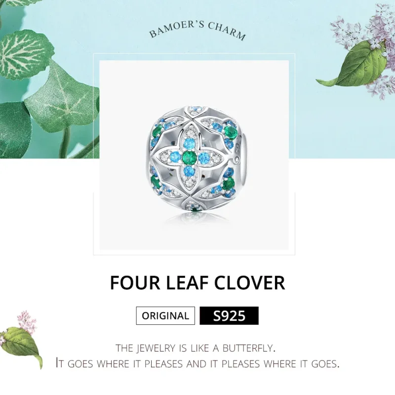 (imagine pentru) Talisman Tip Pandora Shamrock din argint - BSC115 - Vizualizare 5